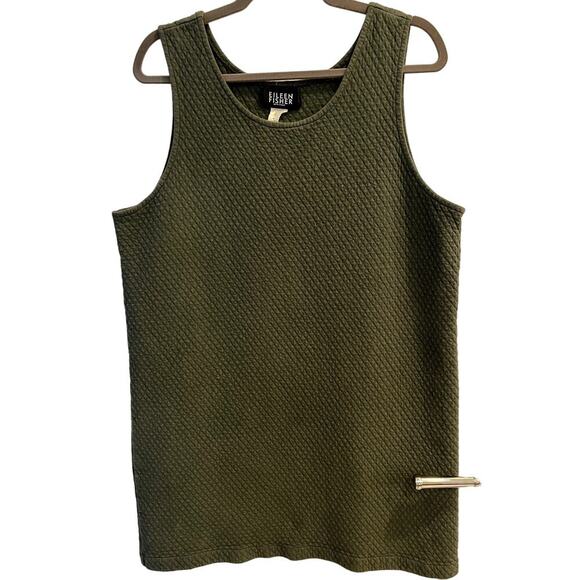 Eileen Fisher Dark Green / Gray Quilted Tank Dress Tunic Size Small S - Picture 1 of 3